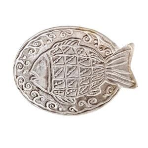 Vintage Boho Fish Trinket Tray, Embossed Metal
